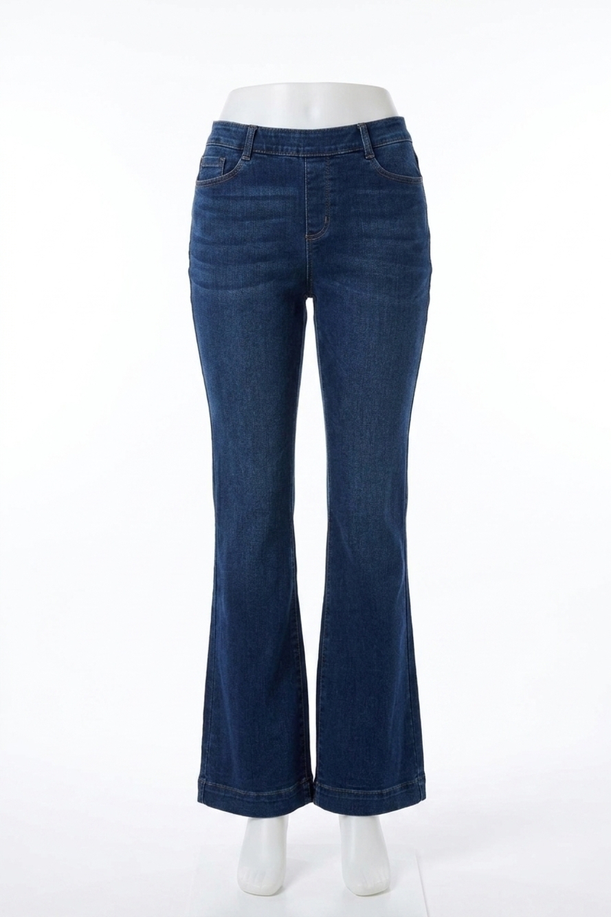 NEW TRIBAL audrey boundless stretch denim pull on flare jeans in blue